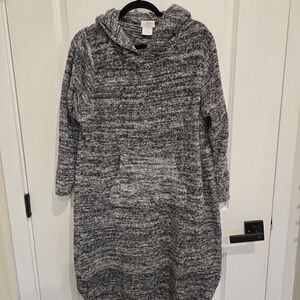 Women's Heathered Gray Hooded Sweater Dress